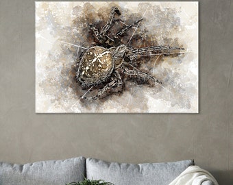 Spider Artwork, Arachnids Wall Art, Araneus Spider Canvas, Spider Artwork, Spider Room Decor, Arachnid Room Decor, Spider Wall Art