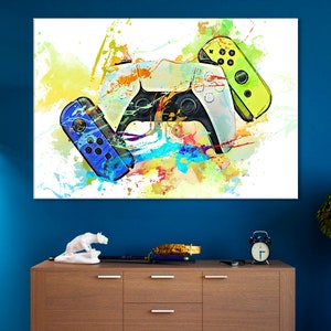 Games Controller Artwork, Gaming Wall Art, Kids Bedroom Decor, Gaming Canvas, Video Game Art Print,Video Game Canvas,Gaming Controller Print