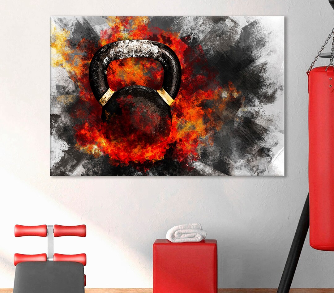 Kettlebell Canvas, Kettlebell Wall Art, Sport Equipment Print, Gym Room