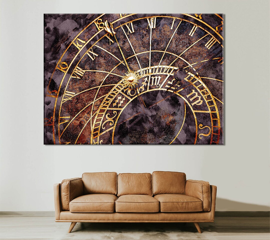 Clock Canvas Gears Print Abstract Wall Art Clock Face Etsy