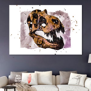 Tyrannosaurus Skull Canvas Print, Dinosaur Skull Wall Art, T.Rex Canvas, T-Rex Print, T.Rex Skull Canvas, T-Rex Skull Canvas, T.Rex Wall Art