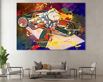Stethoscope Canvas Art: Colorful Medical Clinic Wall Decor