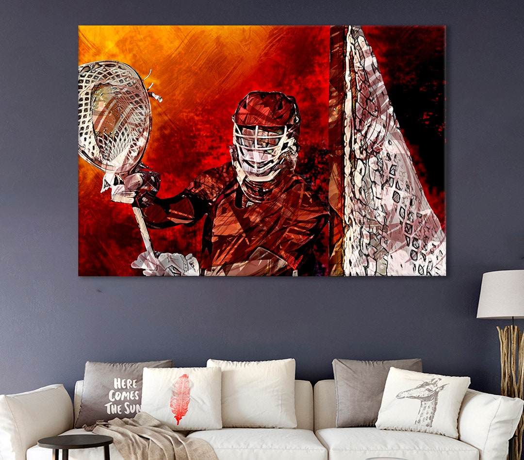 Lacrosse Goalie Canvas, Lacrosse Wall Decor, Lacrosse Print, Sports