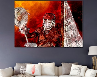 Lacrosse Goalie Canvas Print: Sports Room Wall Decor