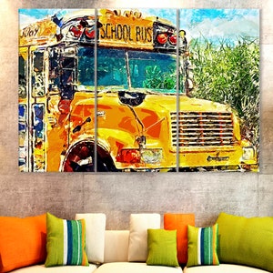 School Bus Artwork, Bus Wall Art, Yellow Bus Poster, Bus Wall Decor, School Bus Digital Painting, School Bus Driver Gift, Bus Wall Art Print