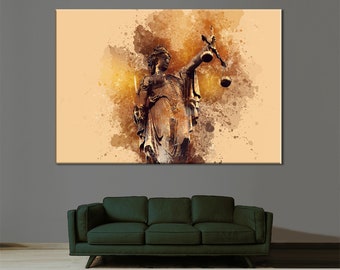 Lady Justice Wall Decor, High Quality Canvas Print, Goddess of justice Poster, Justitia Print, Lawyer Gift