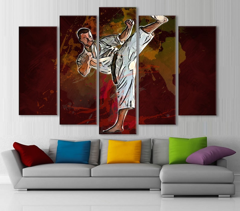 Martial Arts Canvas Kick Print Motivation Wall Art Martial Etsy