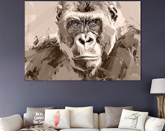 Abstract Gorilla Canvas Art: Ready to Hang Animal Artwork