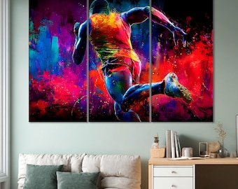 Abstract Male Sprinter Art Print : Athlete Motivation Wall Canvas