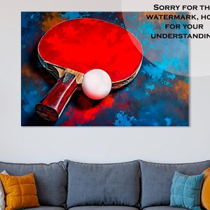 Table Tennis Canvas Art Print | Ping Pong Racquet Wall Decor | Unique Sports Room Gift for Fans & Collectors, Ping Pong Print,Ping Pong Gift