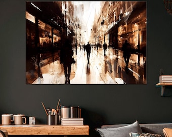 Abstract Cityscape Canvas Art | Urban Street Print, Ready to Hang