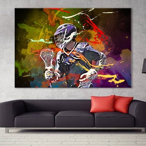 Lacrosse Canvas, Lacrosse Wall Decor, Lacrosse Print, Sports Room Decor, Lacrosse Fan Unique Gift, Boy Room Decor