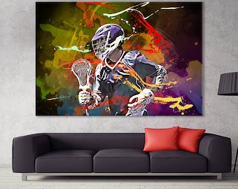 Lacrosse Canvas, Lacrosse Wall Decor, Lacrosse Print, Sports Room Decor, Lacrosse Fan Unique Gift, Boy Room Decor