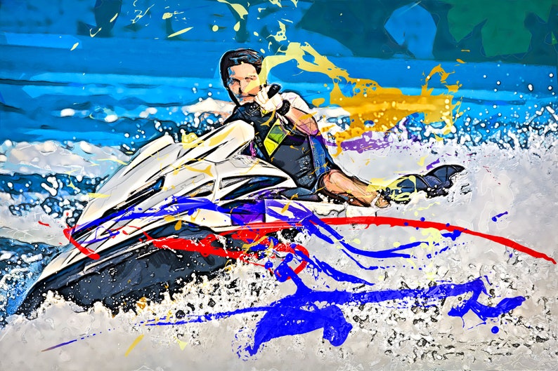 Jet Ski Canvas Jet Ski Wall Decor Water Sport Poster Jet Etsy