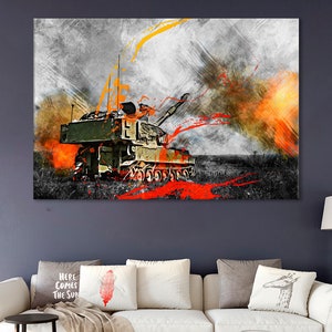Paladin M109A6 Canvas, Howitzer Poster, Gray Available, Artillery Wall Decor, Veteran Gift, Ready To Hang, Canvas on Wooden Frame