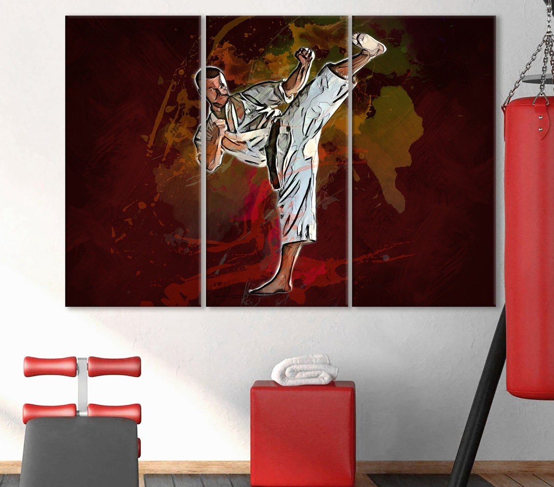 Martial Arts Canvas Kick Print Motivation Wall Art Martial Etsy