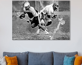 Lacrosse Players Canvas Print: Boy Room Decor