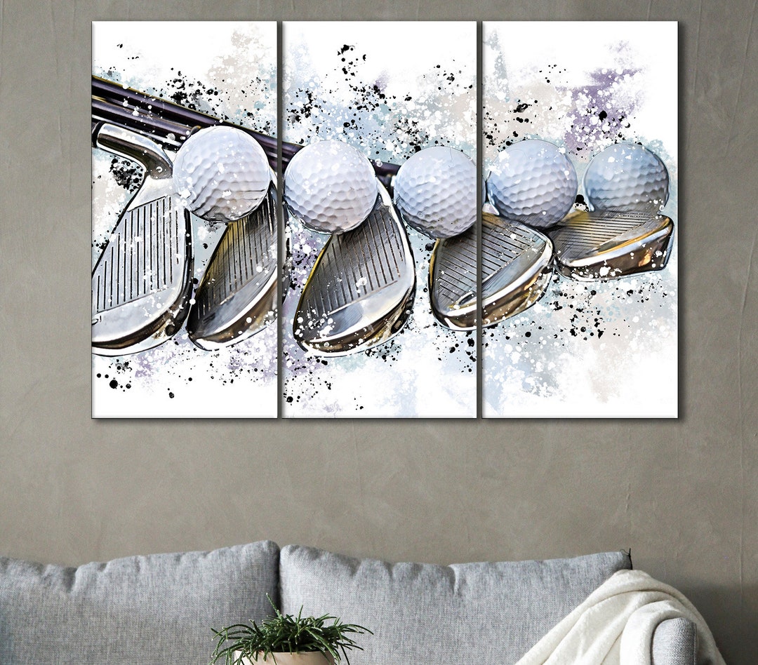 Golf Canvas Golf Wall Art Golf Sticks Print Golf Room Etsy