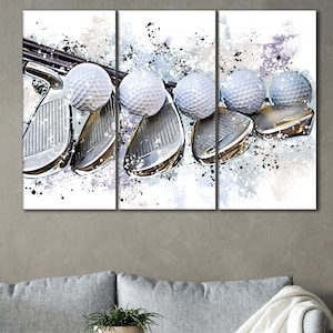 Golf Canvas, Golf Wall Art, Golf Sticks Print, Golf Room Decor, Golf Player Gift, Golf Club Wall Decor, Golf Equipment Print, Golf Artwork