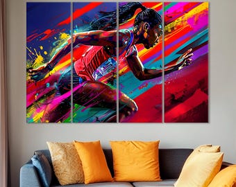 Abstract Sprinter Art Print | Dynamic Female Runner Room Decor