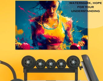 Fitness Girl Canvas Art: Motivational Gym Decor, Ready to Hang