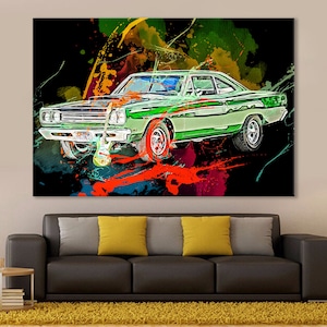 Plymouth Road Runner 440 Canvas, Plymouth Road Runner Print, Muscle Car Poster, Canvas Multiple Sizes Wrapped, Canvas on Wooden Frame