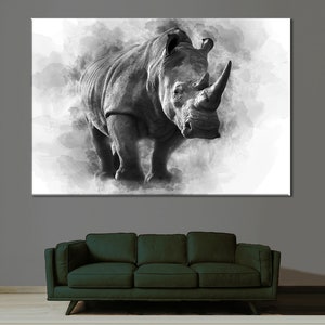 Nashorn Leinwand Kunst, Nashorn Wandbild, Nashorn Poster, Nashorn Poster, Rinho Malerei