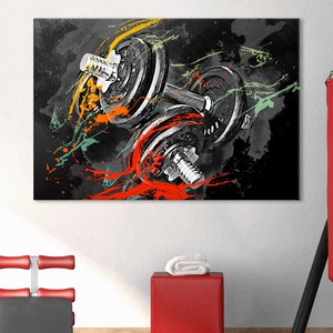 Dumbbell Decor, Motivation Canvas, Gym Wall Art, Dumbbell Poster, Gym Room Decor, Canvas Multiple Sizes Wrapped, Canvas on Wooden Frame