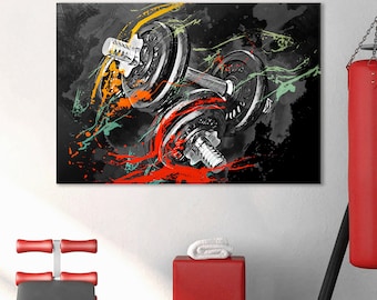 Dumbbell Decor, Motivation Canvas, Gym Wall Art, Dumbbell Poster, Gym Room Decor, Canvas Multiple Sizes Wrapped, Canvas on Wooden Frame