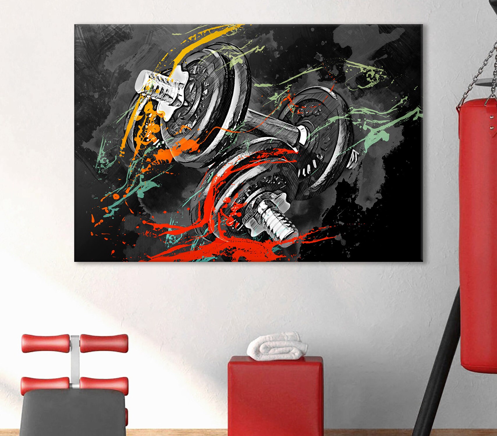 Dumbbell Decor, Motivation Canvas, Gym Wall Art, Dumbbell Poster, Gym Room Decor, Canvas Multiple Sizes Wrapped, Canvas on Wooden Frame