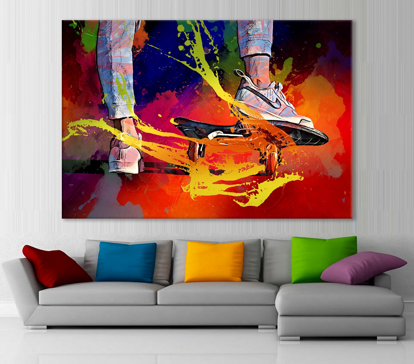 Skateboarding Canvas Skateboarder Wall Decor Skateboarder Etsy