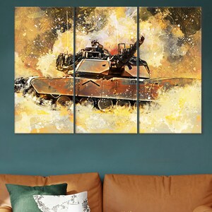 Abrams Panzer Leinwand, Abrams Poster, Panzer Wanddekoration, Armee Panzer Druck, veteran Geschenk, Kampfpanzer Wandkunst, Abrams Kunstwerk, Abrams Wandkunst