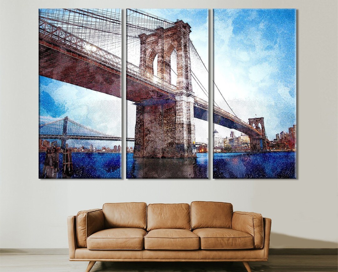 Brooklyn Bridge Canvas, Bridge Print, Architecture Wall Art, Bridge Art