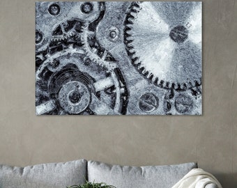 Uhrwerk Zahnräder Leinwand Kunst: Mechanismus Wanddekoration