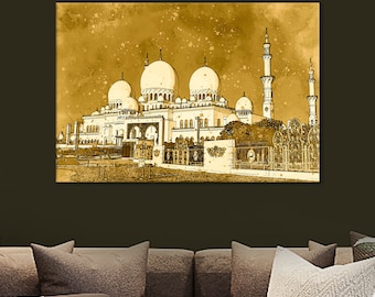 Sheikh Zayed Mosque Canvas Print: Islamic Architecture Wall Art