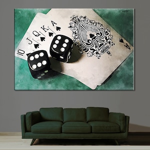 Poker Canvas Druck, Glücksspiel Druck, Poker Raum Dekor,Poker Spieler Geschenk,Game Room Dekor,Casino Wand Dekor,Karten Deck Wandkunst,Glücksspiel Kunstwerk