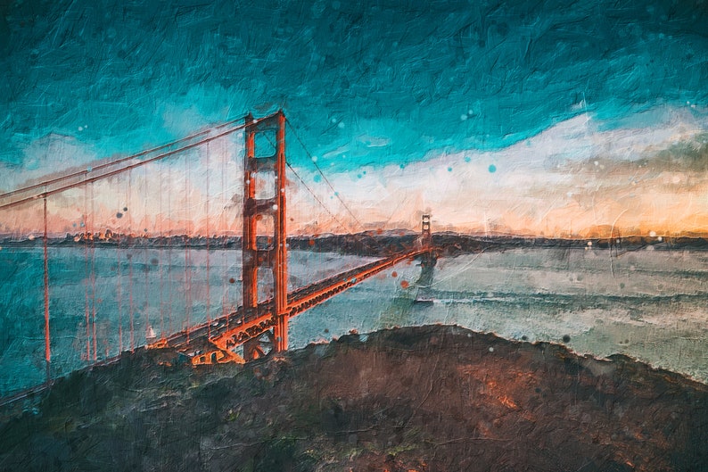 Golden Gate Bridge Canvas Home Wall Decor Bridge Print Etsy
