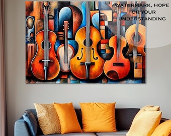 Stringed Instruments Canvas Art: Music Studio Decor