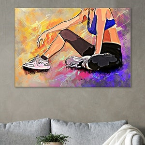 Female Runner Canvas, Running Motivation Print, Running Wall Art, Gym Decor, Fitness Wall Art, Runner Gift, Athlete Artwork, Girl Gift