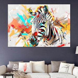 Zebra Canvas Print - Wild Animals Wall Art, Ready to Hang Digital Painting, Multiple Sizes, Stylish Zebra Poster for Home Decor