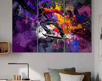 Skateboarding Canvas Print: Colorful Boardsport Wall Art