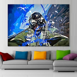Pilot Canvas, Fighter Jet Wall Decor, Plane Print, Air Force Poster, Aviation Wall Art, Pilot Gift