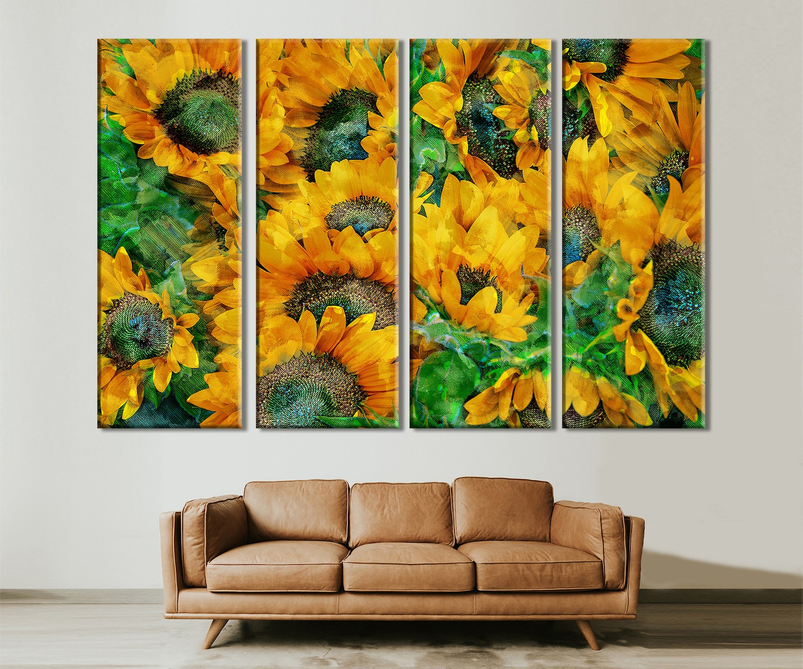 Sunflower Print Abstract Wall Art Yellow Flowers Photo | Etsy