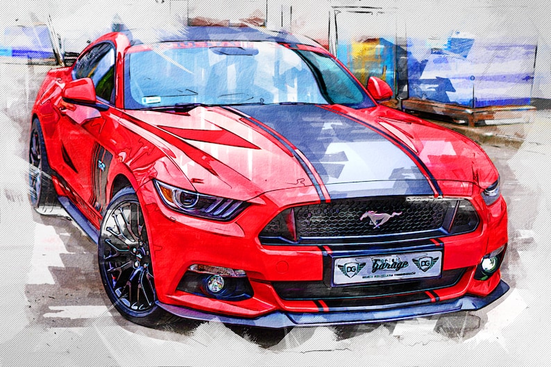 Ford Mustang Painting Ford Mustang Canvas Race Car Wall Art Etsy France