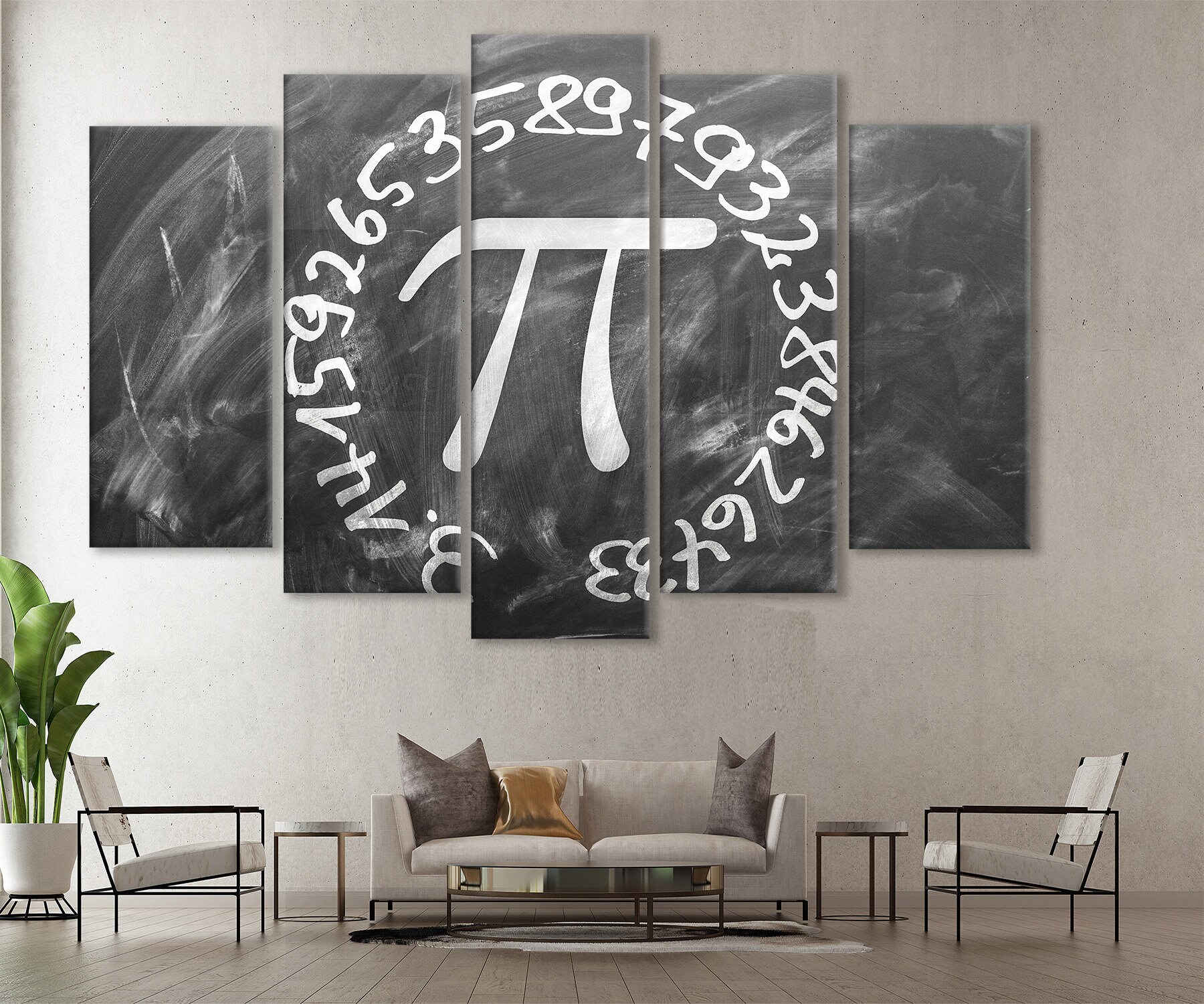 Pi Number Collage Number Pi Canvas, Blackboard Wall Decor, Math Constant Print, Math ...