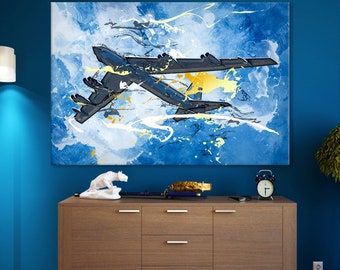 Impresión en lienzo del Boeing B-52 Stratofortress, decoración de pared del B-52, regalo para piloto, lienzo envuelto en varios tamaños, lienzo sobre marco de madera