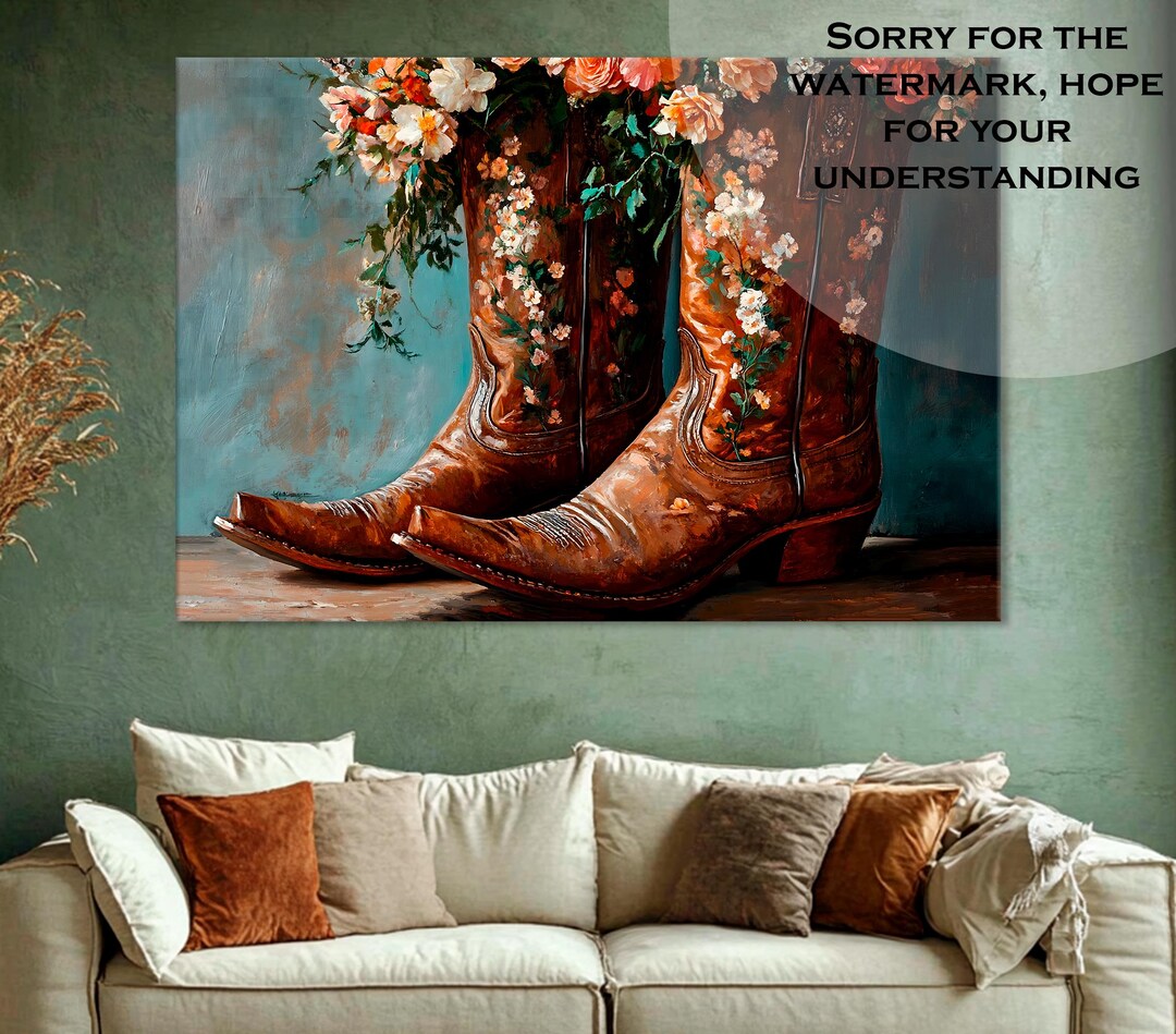 Rustic Boot Decor Cowboy Boots With Flowers | Rustic Western Decor for Boho Weddings ...