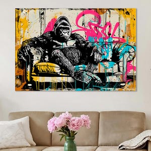 Gorilla Canvas Art - Modern Lion Wall Decor, Abstract Painting & Print for Unique Home Decor, Perfect Gift for Animal Lovers