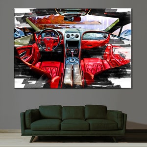Bentley Print, Bentley Canvas, SuperCar Wall Art, Boy Room Wall Decor, Bentley Painting