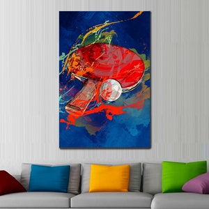 Table Tennis Canvas, Table Tennis Racquet Wall Decor, Ping Pong Print, Sports Room Decor, Ping Pong Fan Gift, Table Tennis Fan Unique Gift